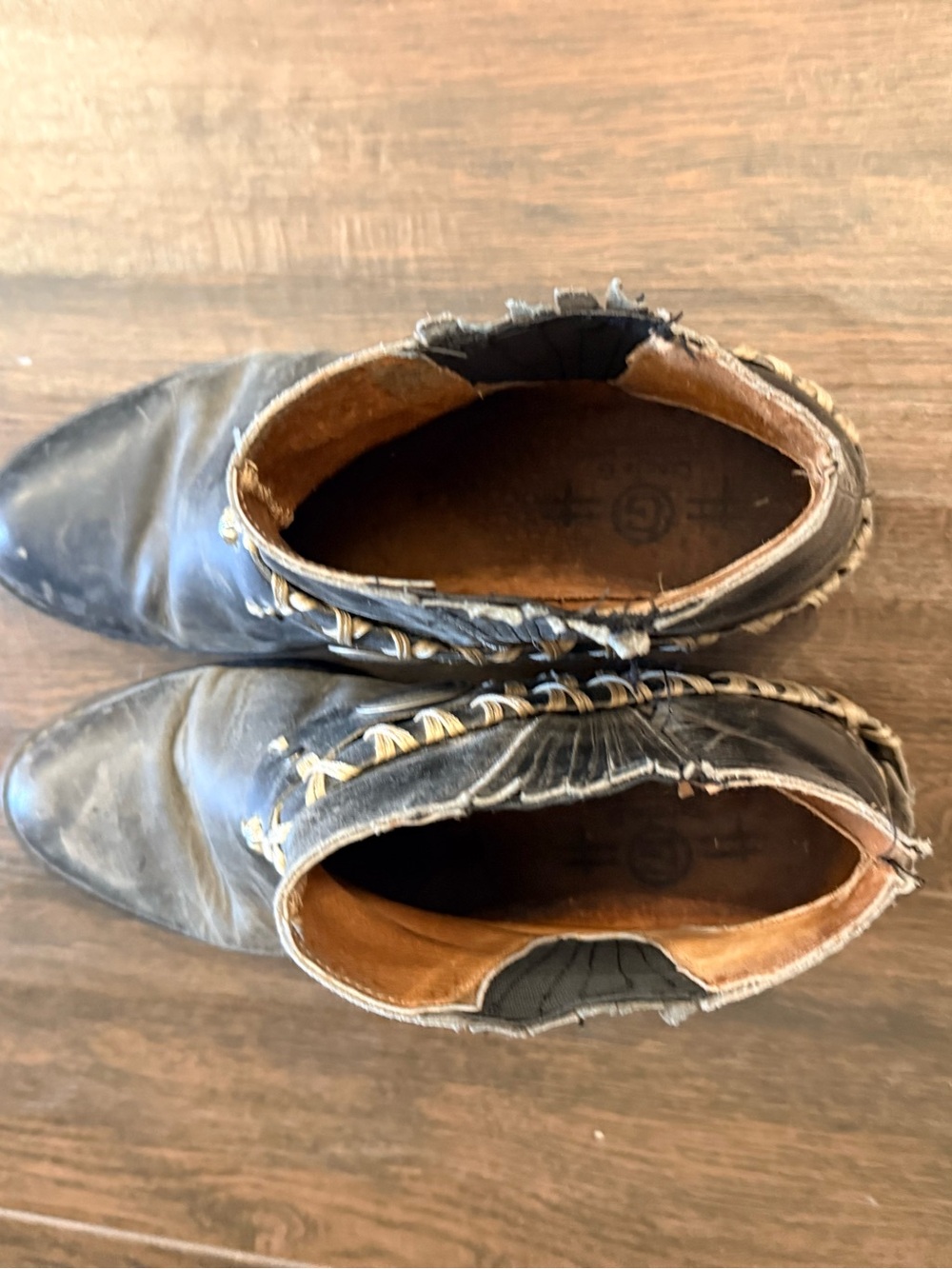 Circle G Black Leather Ankle Booties with Concho & Braided Trim - Picture 4 of 7